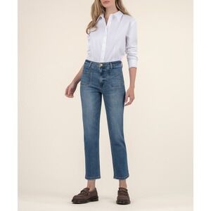 KUT From The Kloth Elizabeth High Rise Straight Leg Jeans Medium Wash Size 16